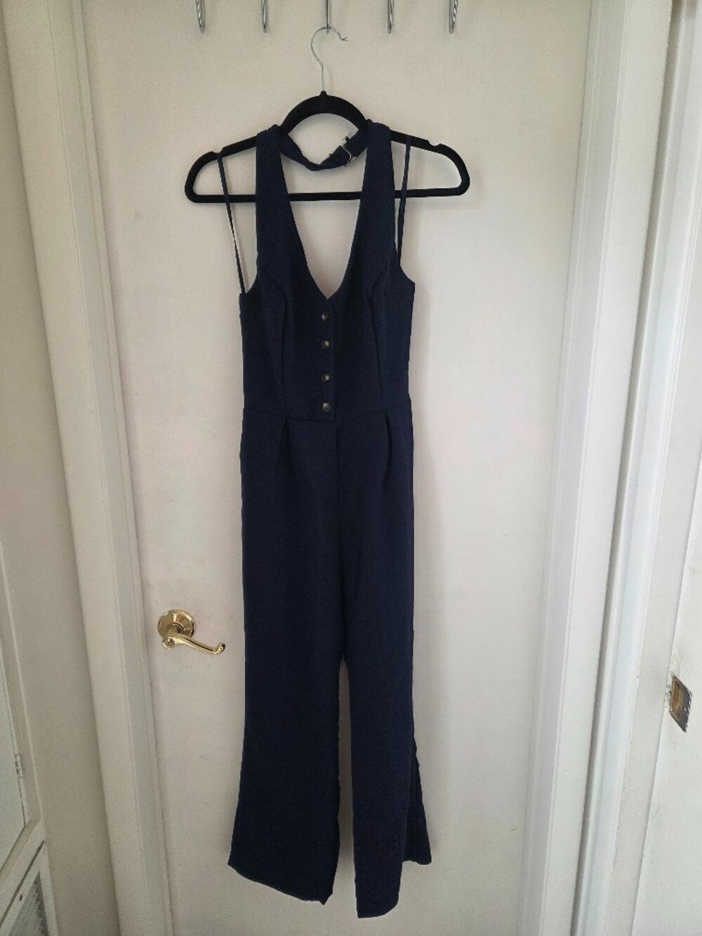 Monteau Jumpsuit V-Neck Dark Blue - Small